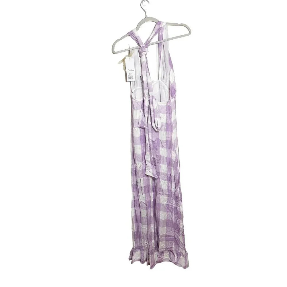 Sundress Serena One Shoulder Dress Gingham Lavender Hi-Low Purple Size Large New — image 4 of 8